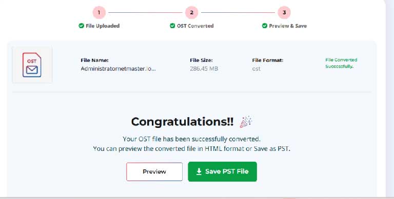 Download the converted PST File