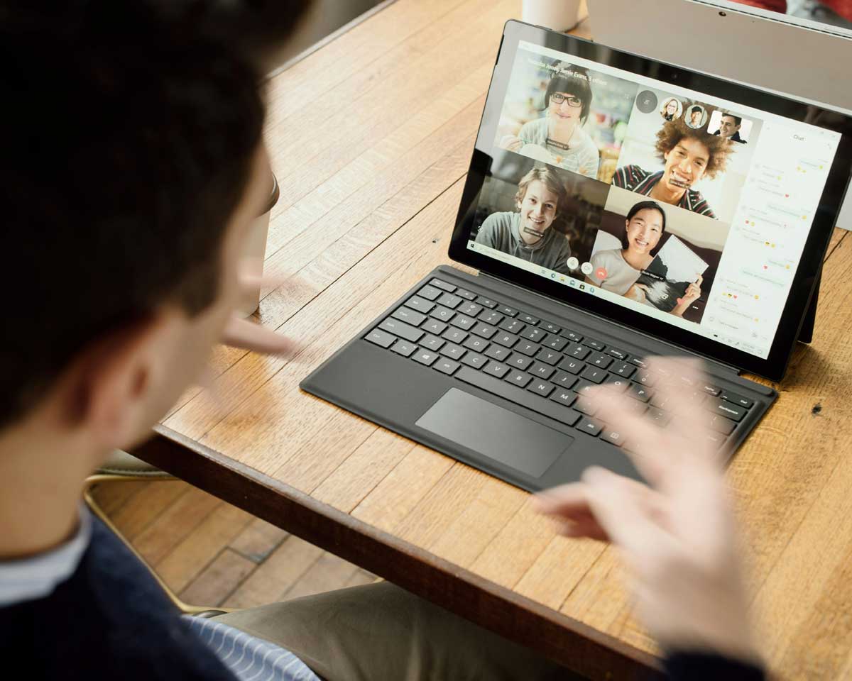 Person talking via video conference