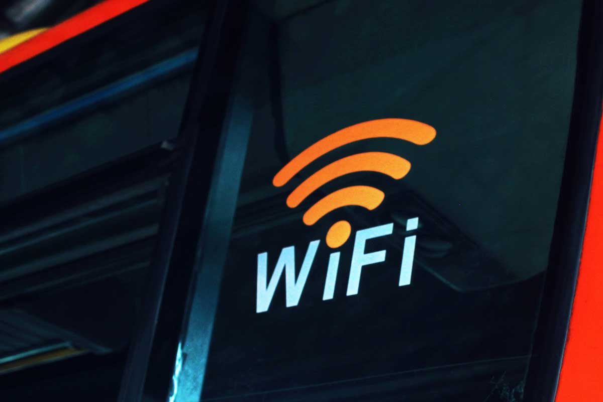 A close-up of the wifi logo