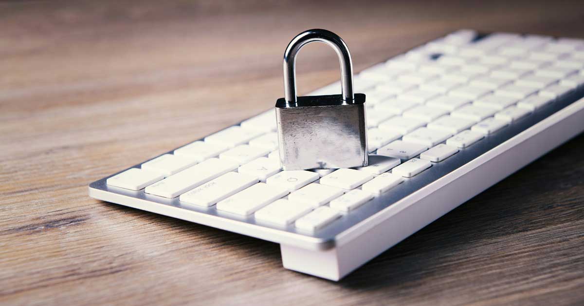 A computer keyboard with a padlock