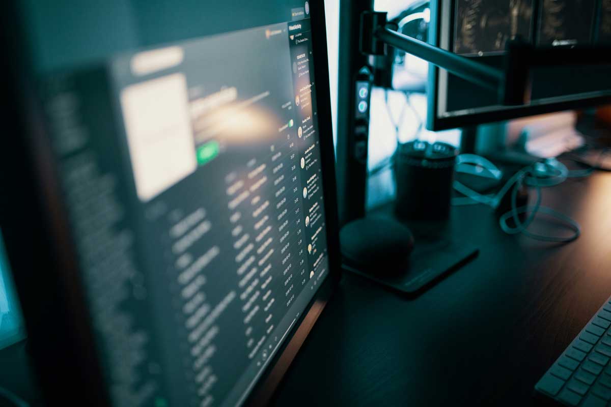 Black flat screen computer monitor