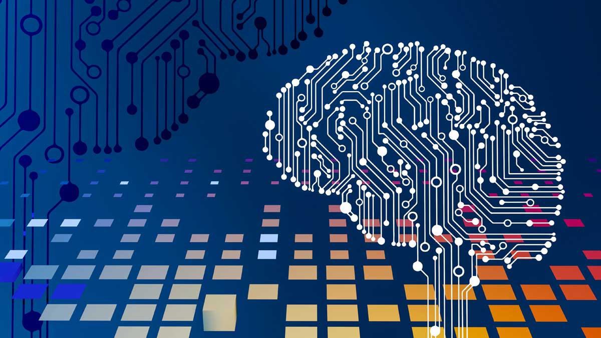 Computer circuit board with a brain on it