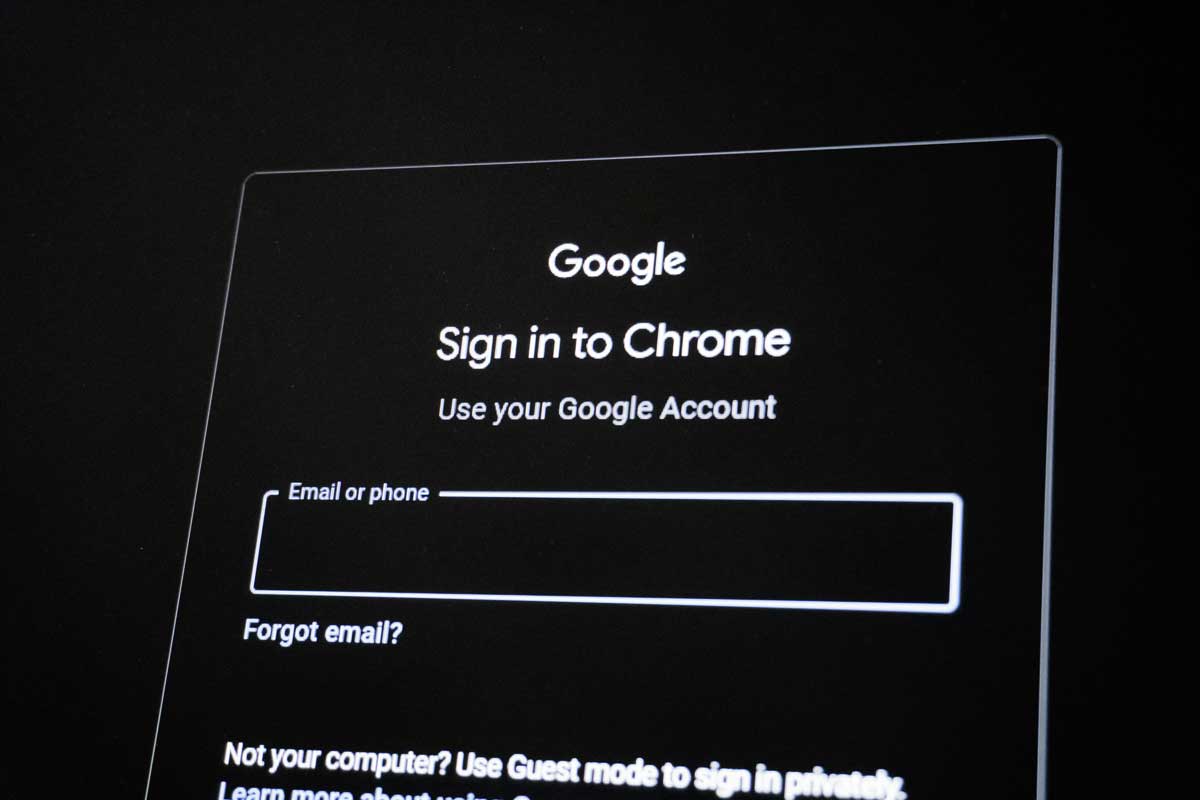 Google chrome sign-in screen