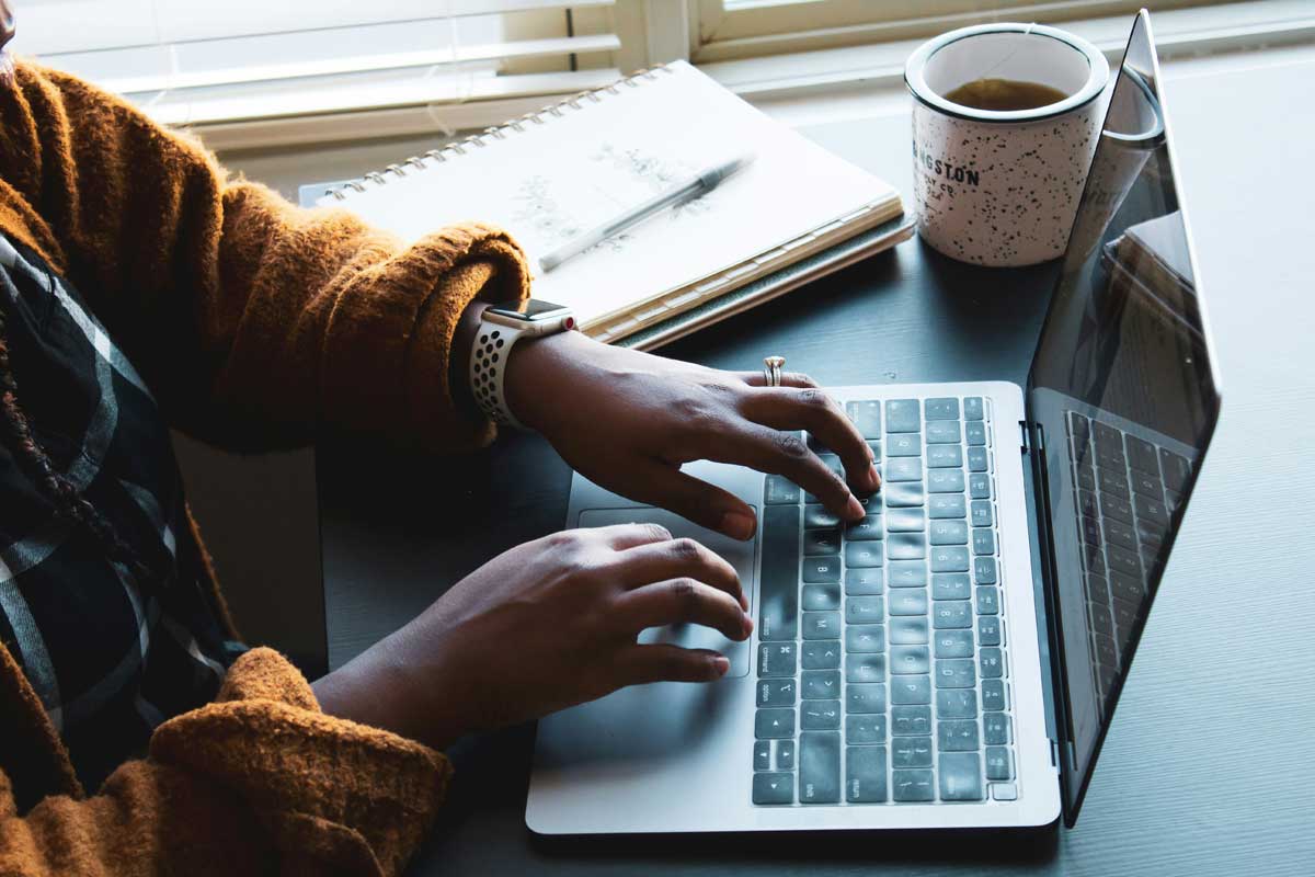 Person working using laptop