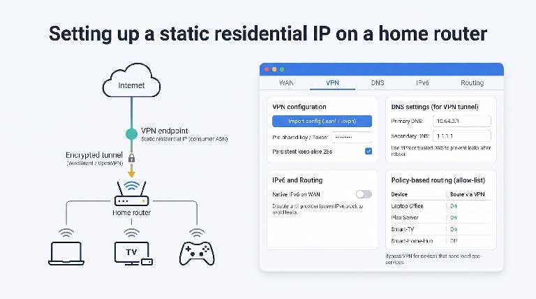 Setting up a static residential IP on a home router