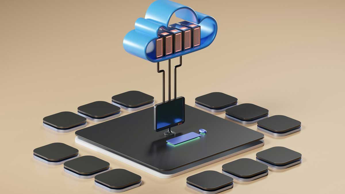 3D render of cloud computing concept