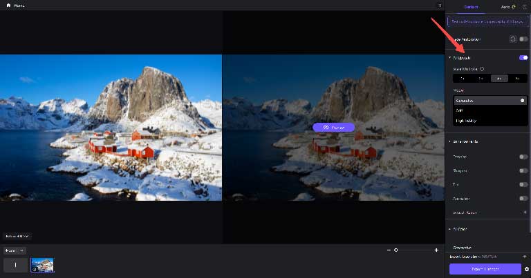 HitPaw FotorPea interface showing different image enhancement features