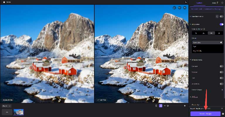 HitPaw FotorPea interface for exporting the enhanced image