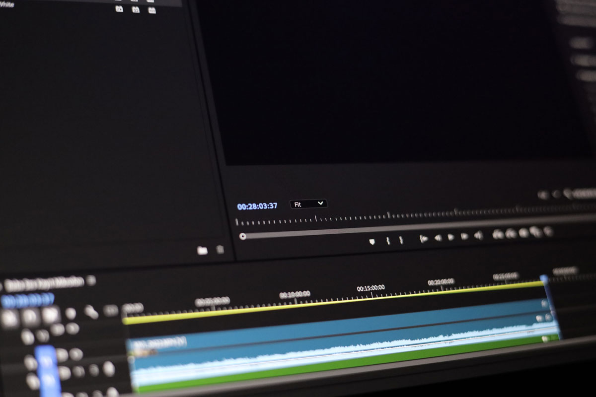 Close-up of a video editing software interface showing timeline and controls