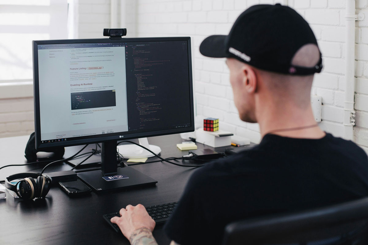Man facing the computer