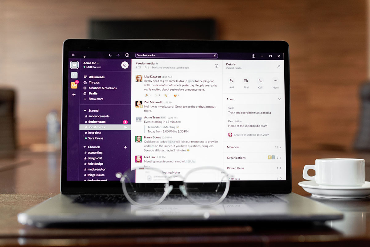 Laptop displaying a messaging app